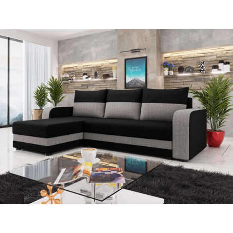 Bestmobilier – Canapé d'angle réversible convertible 4 places avec coffre – Tissu 100% polyester – Design contemporain – Dimensions couchage 204x130 cm