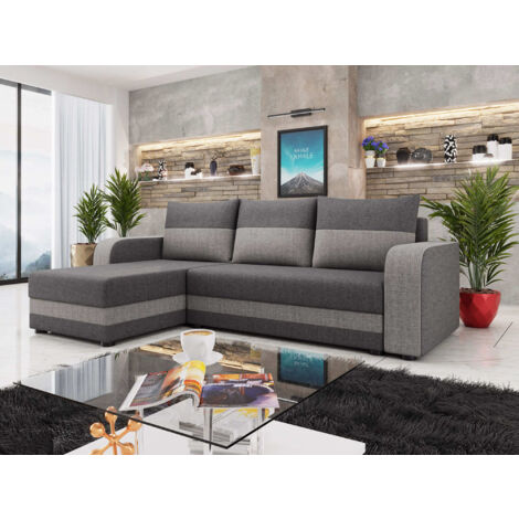Bestmobilier – Canapé d'angle réversible convertible 4 places – Coffre de rangement – Tissu 100% polyester – Structure bois massif – Style contemporain