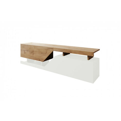 Bestmobilier – Meuble TV 160 cm en panneaux de particules – Style industriel – 2 portes sans poignées – Système push-to-open – Résistant à l'humidité
