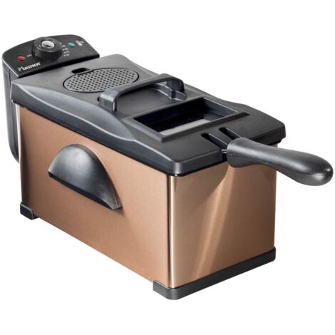Bestron Friggitrice, friggitrice ad olio con tecnologia a zona fredda, 3,5 litri, con controllo della temperatura, lavabile in lavastoviglie, 2000 watt, colore: Rame