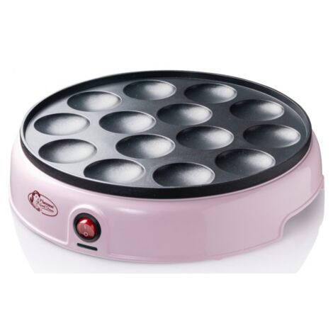 Bestron macchina per poffertjes dal design retrò, mini crepes, specialità olandese, macchina per pancake con rivestimento antiaderente e spia luminosa, collezione Sweet Dreams, colore: rosa
