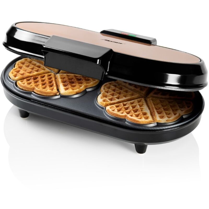 Image of Bestron - macchina per waffle a cuoricini - 1200w - elegante design in rame - ADWM730CO