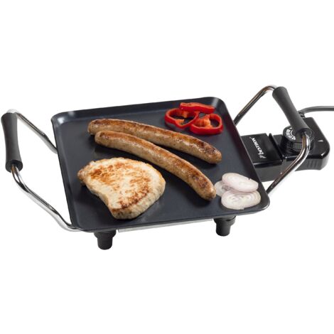 Bestron Piastra elettrica per grigliare, Plancha piastra con rivestimento antiaderente, divertimento alla griglia per un massimo di 2 persone, colore: nero