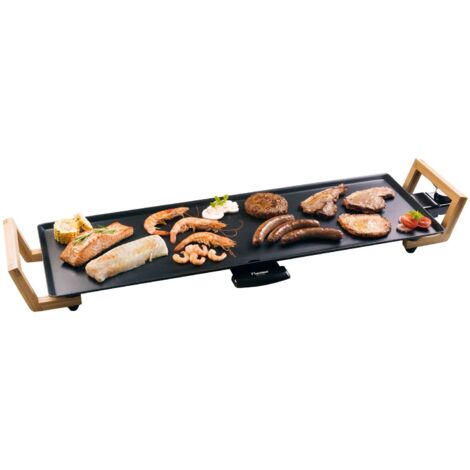 Bestron Piastra elettrica per grigliare, XL Plancha piastra con rivestimento antiaderente, divertimento alla griglia per un massimo di 6 persone, superficie di cottura extra-lunga, Asia Design