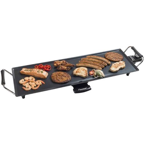 Bestron Piastra elettrica per grigliare, XL Plancha piastra con rivestimento antiaderente, divertimento alla griglia per un massimo di 6 persone, superficie di cottura extra-lunga, colore: nero