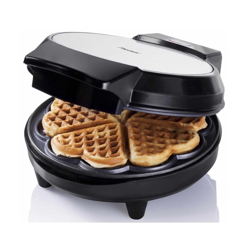 Image of Bestron - macchina per waffle a cuoricini - 700w - in nero/acciaio inox - AWM700S