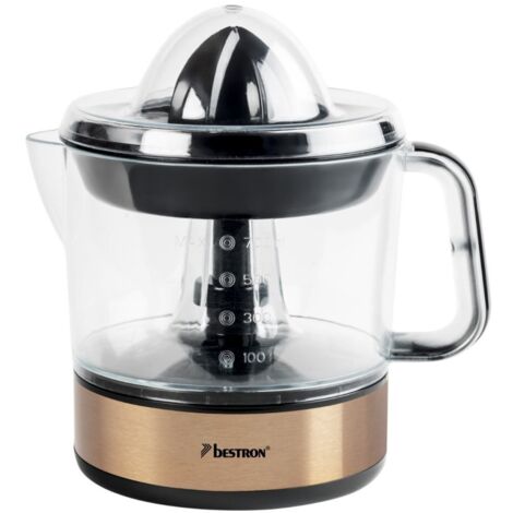 Bestron Spremiagrumi elettrico, Spremi agrumi elettronico con 2 coni di spremitura e coperchio per aromi, motore con due sensi di rotazione (sinistra/destra), capacità: 0,7 litri, 40 watt, Rame