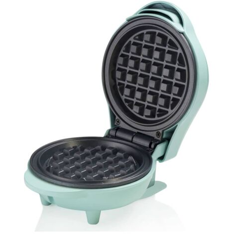 Bestron Waffle Maker, Piastra per waffel mini Ø10 cm, piccola macchina con rivestimento antiaderente, per compleanni di bambini, feste di famiglia, Pasqua o Natale, 550 watt, colore: verde