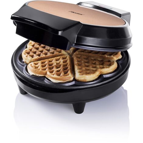 Bestron Waffle Maker, piastra per waffle a forma di cuore, macchina per waffle con antiaderente & indicatoro luminso, collezione Copper Collection, 700 Watt, colore: Rame
