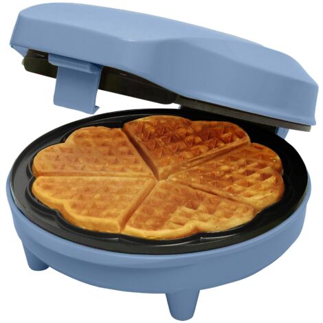 Bestron Waffle Maker, piastra per waffle a forma di cuore, macchina per waffle con antiaderente & indicatoro luminso, collezione Sweet Dreams, 700 watt, colore: Blu