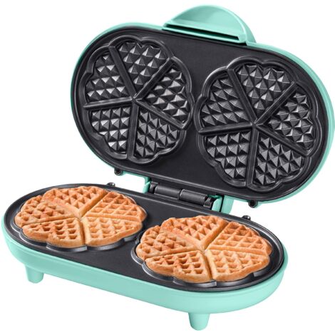 Bestron Waffle Maker, piastra per waffle doppio a forma di cuore, macchina per waffle con antiaderente & indicatoro luminso, collezione Sweet Dreams, 700 watt, colore: Verde