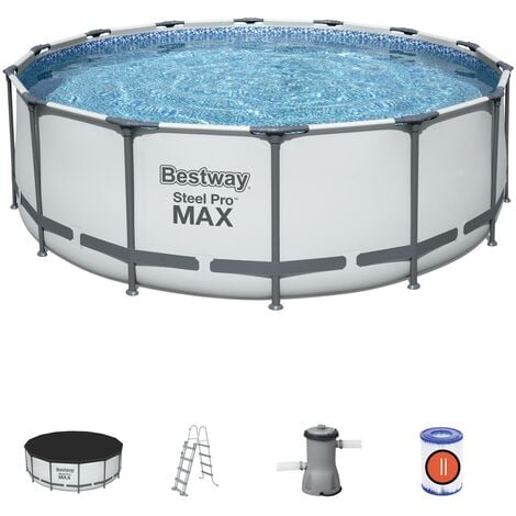 Bestway 5612X Steel Pro MAX Frame Pool Set Ø427x122cm Pumpe Leiter Abdeckplane