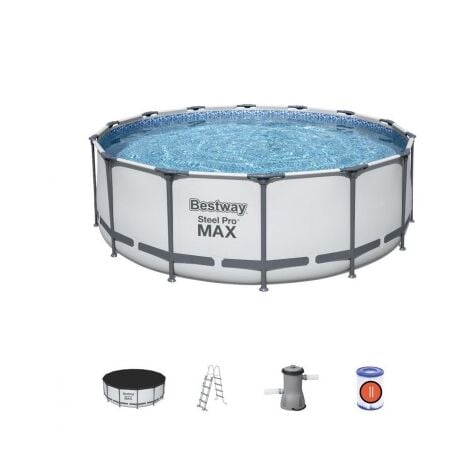 SALONE SRL Bestway 5612X Steel Pro MAX piscine hors sol ronde cm 427x122 h avec cadre de pompe de filtration et e'chelle pour jardin exte'rieur