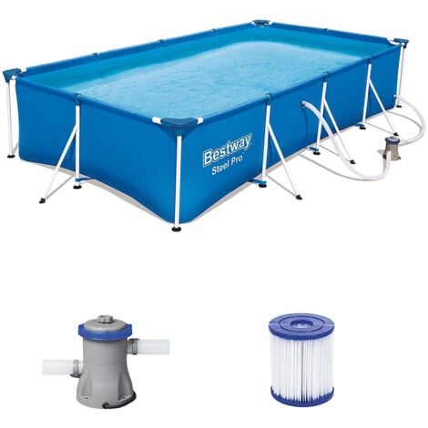 Bestway 56424 set piscina fuori terra steel pro rettangolare da 400x211x81 cm