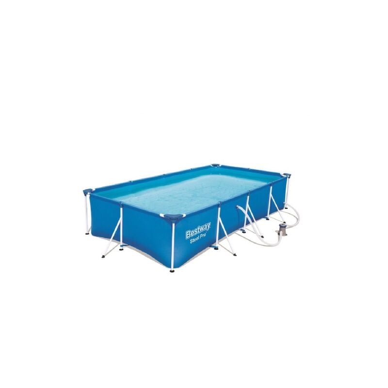 Bestway 56424 Steel Pro piscine rectangulaire bleue 400x211x81 cm avec cadre et pompe de filtration