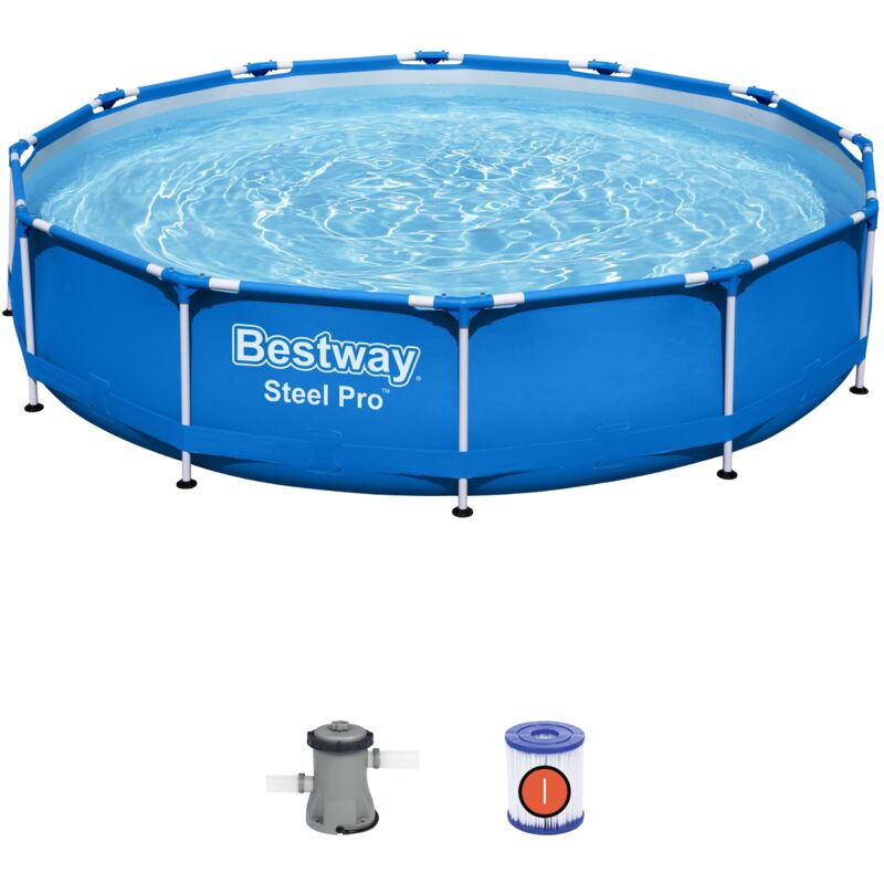 Bestway - Piscine hors sol ronde Steel Pro 366 x 76 cm bleu clair