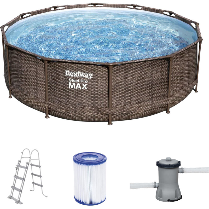 Bestway 56709 Steel Pro Max Pool Deluxe Series Ottica Rattano Frame...