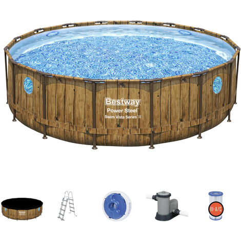 BESTWAY 56725 Power Steel Pool Set Swim Vista Ottica Rattano 488x122 cm
