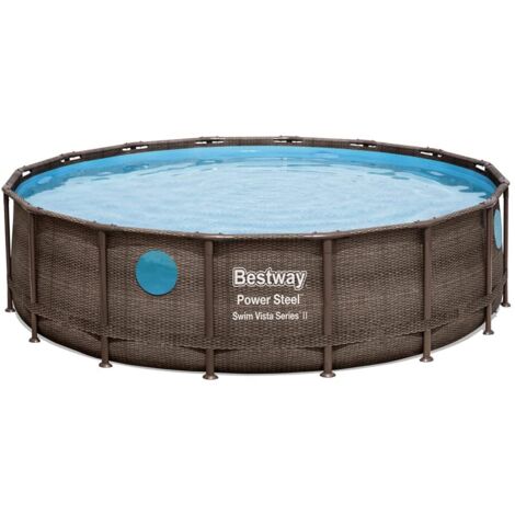 Bestway 56725 Power Steel Swim Vista Piscine Hors Sol Ronde Effet Rotin 488x122cm