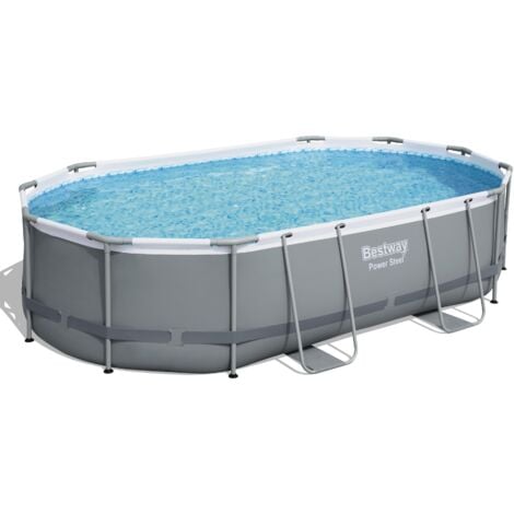 BESTWAY Piscina base struttura e liner ovale Power Steel 488x305x107 cm grigio scuro