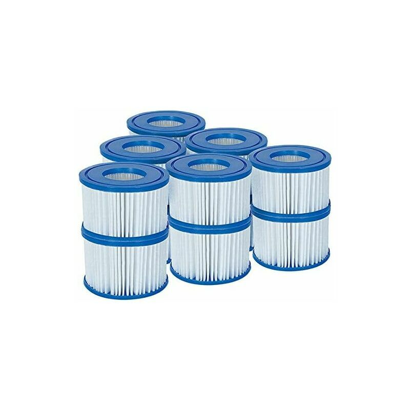 Bestway 58323 Cartouches Filtrantes Lay-Z-Spa Taille vi Standard - Lot de 6 x 2 (12 Filtres) Blanc et Bleu