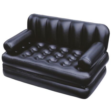 Bestway – Canapé gonflable 5-en-1 noir 188x152x64 cm – Charge max 300 kg – Vinyle résistant – Sac de transport inclus