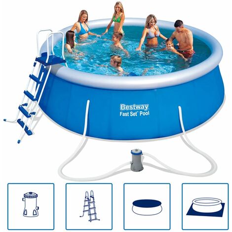 Bestway Fast Set Schwimmbecken Set Rund Aufblasbar 457 122 Cm 57289