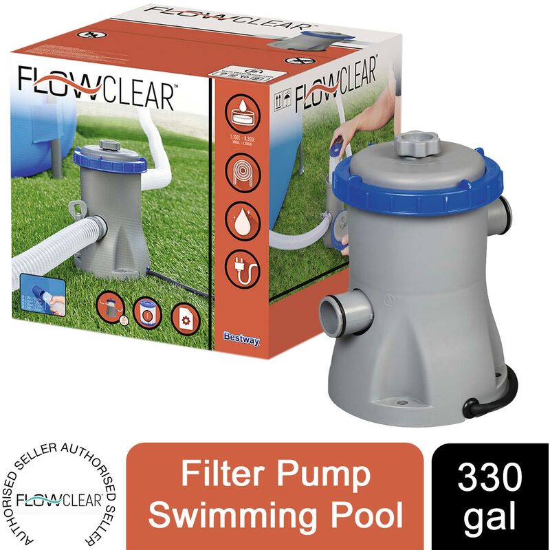 Bestway Flowclear 330gal Filter Pump Swimming Pool, Grey