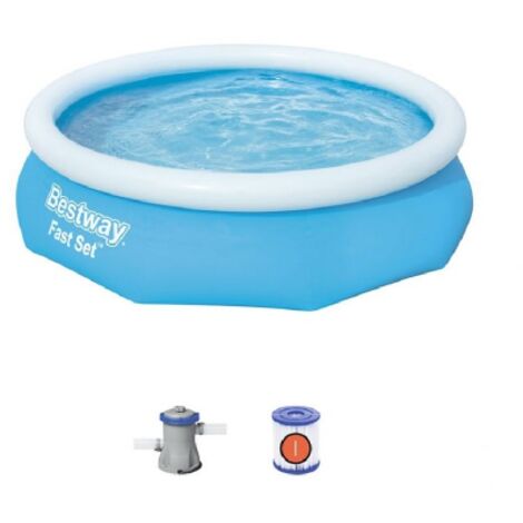 Bestway Piscina 305x76 Gonfiabile Tonda Autoportante con Pompa Fast Set Bambini