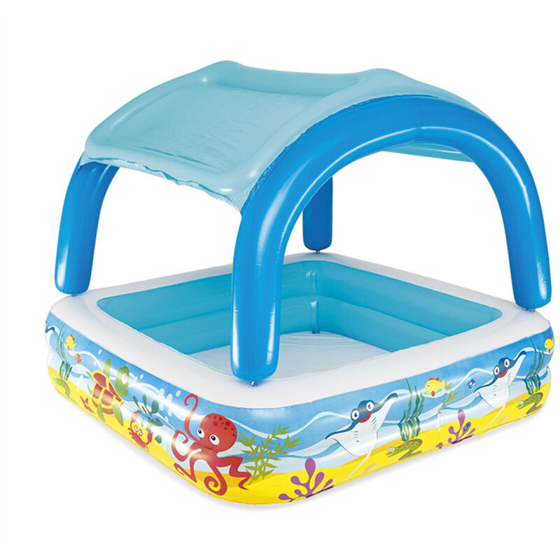 

Piscina de juegos con toldo azul 140x140x114 cm 52192 - Bestway