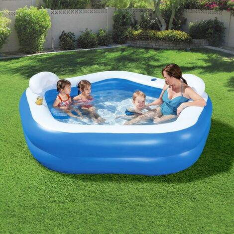 PISCINA GONFIABILE FUORITERRA 4 SEDILI 229X229X66CM CON 2 PORTABICCHIERI