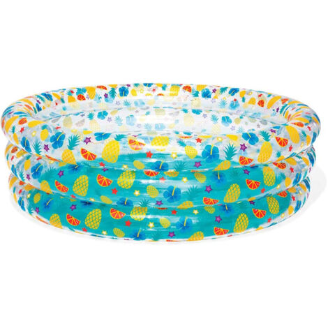 Bestway Piscina Gonfiabile 3 Anelli Trasparente Tropicale 170x53 cm +6 Anni Giardino 51048