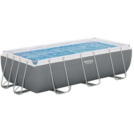 Bestway Piscina Rettangolare Power Steel 56441 Grigio Scuro - 404x201x100cm con Filtro a Cartuccia