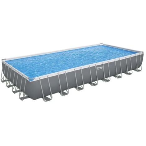 Bestway Piscina Rettangolare Power Steel 56623 Grigio Scuro - 956x488x132cm con Filtro a Sabbia