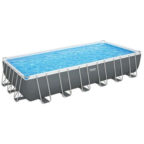 Bestway Piscina Rettangolare Power Steel Grigio Scuro 56475 - 732x366x132cm con Filtro a Sabbia