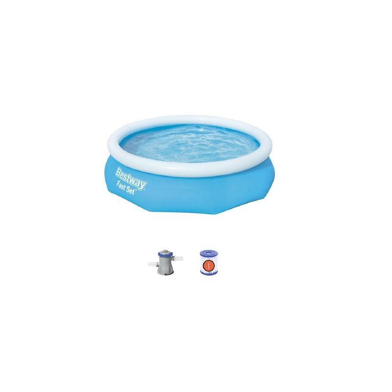 Salone - Bestway 57270 piscine hors-sol ronde gonflable Fast Set 305 x 76 cm autoportante avec pompe de filtration