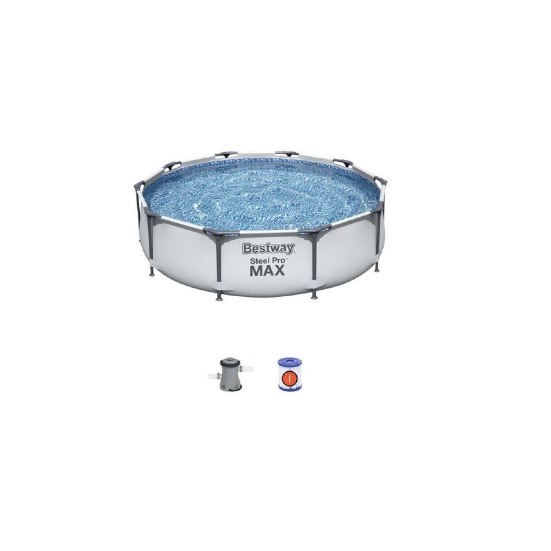 Bestway 56408 Steel Pro max piscine hors sol ronde cm 305x76 h avec cadre 4678 lt pour jardin exte'rieur