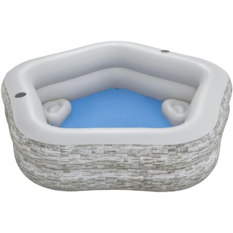 BESTWAY Piscine familiale gonflable décor pierre TruPrint™ 2,13 m x 2,06 m x 53 cm avec sièges