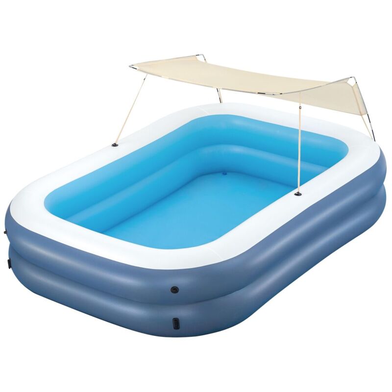 Bestway - Piscine Gonflable 2 Chambres Rectangulaire avec Auvent 254x178x140 cm +6 Ans