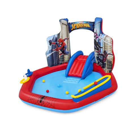 Bestway – Piscine gonflable 98793 Spider-Man – Dimensions 211 x 206 x 127 cm – Plastique et PVC résistant aux intempéries – 165 L d'eau