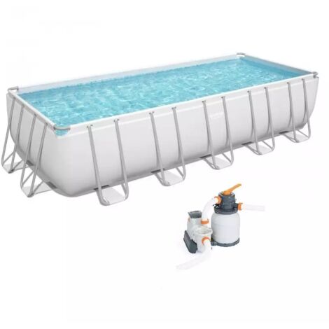 BESTWAY Piscine hors sol rectangle Power Steel gris clair 640 x 274 x 132 cm