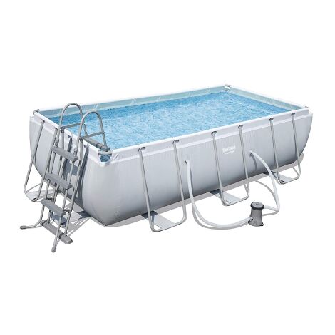 Bestway – Piscine hors-sol rectangulaire 404x201x100 cm – Structure en acier Power Steel – Pompe de filtration à cartouche incluse