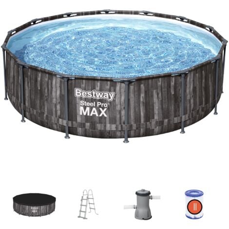 BESTWAY Piscine hors sol ronde Steel Pro Max 427 x 107 cm décor bois