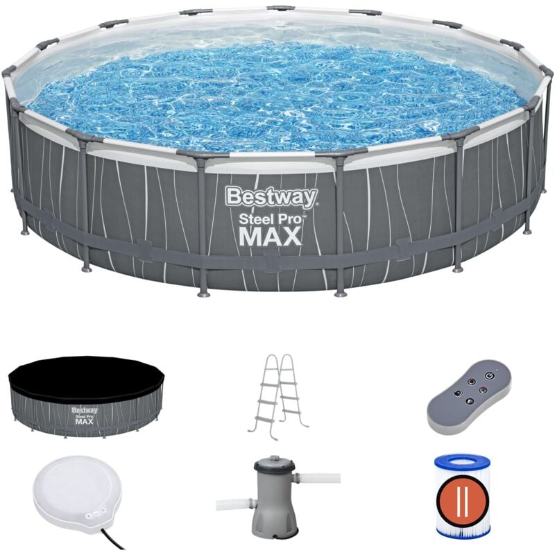 BESTWAY Piscine hors sol ronde Steel Pro Max 457 x 107 cm avec lumière LED