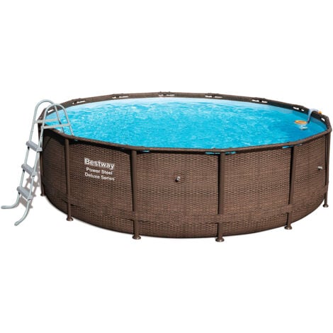 Bestway Piscine Hors-Sol Tubulaire Power Steel Diseño Rotin 427 cm x 107 cm Filtre À Cartouche De 2.574 Litres/Heure