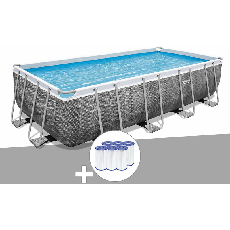 Kit piscine tubulaire rectangulaire Bestway Power Steel 5,49 x 2,74 x 1,22 m + 6 cartouches de filtration