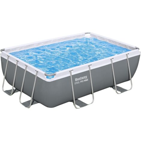 Bestway Piscine hors sol tubulaire rectangulaire Bestway Steel Pro Max 282 x 196 x 84 cm gris clair