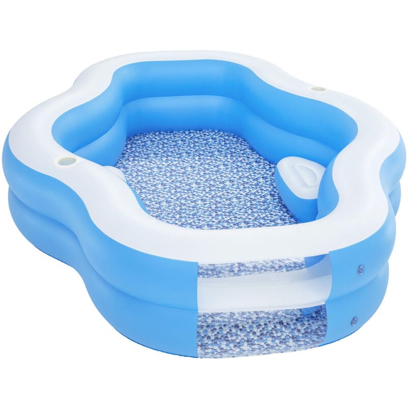 Bestway - Piscine Gonflable pour Enfants 270x198x51 cm Bleu avec Fenêtre Transparente Plus de 6 Ans