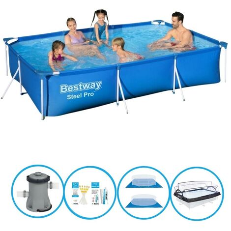 Bestway Piscine Steel Pro - Bundle de piscine - 300x201x66 cm - Bleu