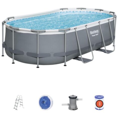 Bestway Power Steel 56620 piscina fuori terra ovale 427x250x100 cm colore grigio scuro